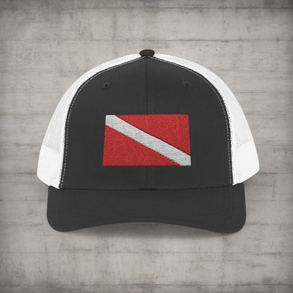 Hats - Diver Down Embroidered Meshback Hat - Hampton Dive Team from Crypto Zoo Tees