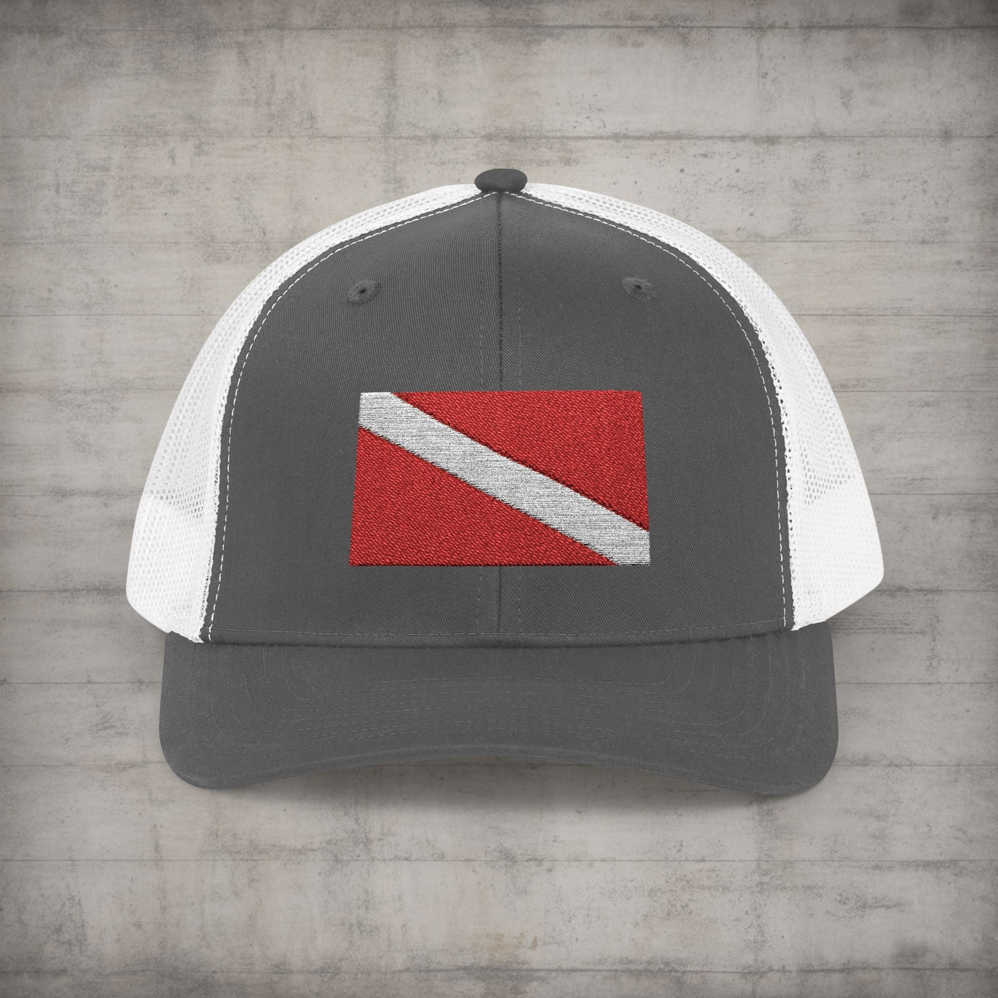 Hats - Diver Down Embroidered Meshback Hat - Hampton Dive Team from Crypto Zoo Tees