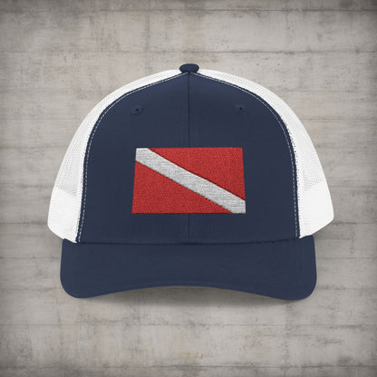Hats - Diver Down Embroidered Meshback Hat - Hampton Dive Team from Crypto Zoo Tees