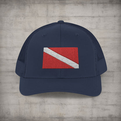 Hats - Diver Down Embroidered Meshback Hat - Hampton Dive Team from Crypto Zoo Tees