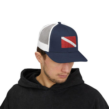 Hats - Diver Down Embroidered Meshback Hat - Hampton Dive Team from Crypto Zoo Tees