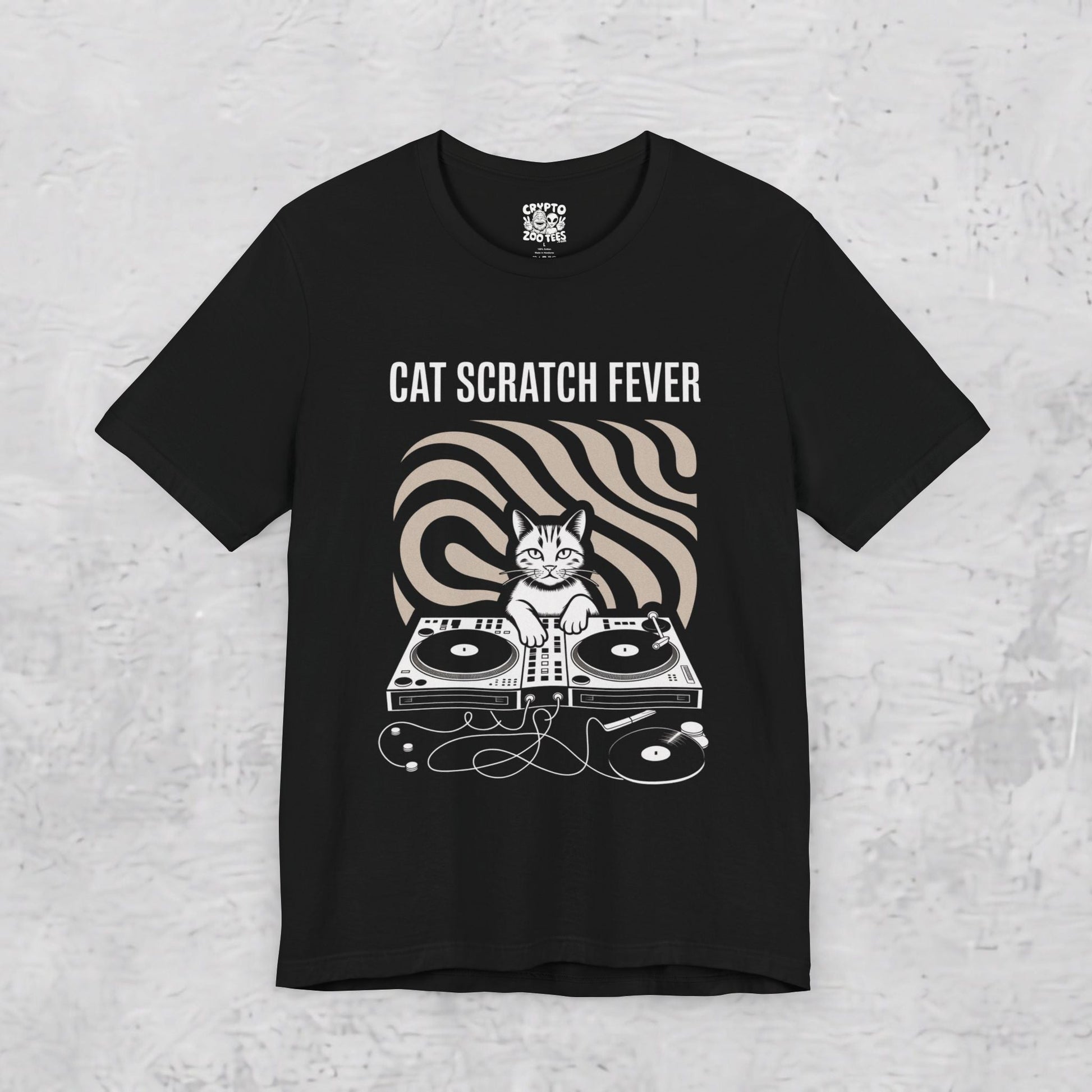 T-Shirt - DJ Cat Scratch Fever | Unisex T-shirt | Funny, Cats, Music from Crypto Zoo Tees