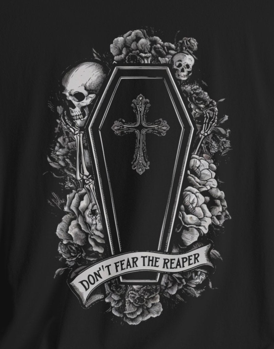 T-Shirt - Don't Fear The Reaper Gothic Coffin Shirt | Bella + Canvas Unisex T-shirt from Crypto Zoo Tees