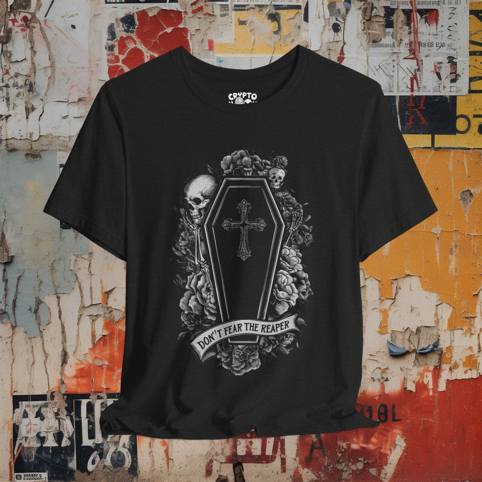 T-Shirt - Don't Fear The Reaper Gothic Coffin Shirt | Bella + Canvas Unisex T-shirt from Crypto Zoo Tees