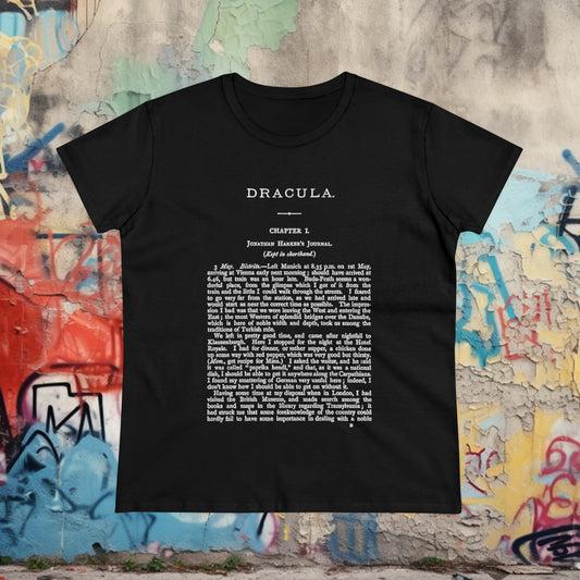 T-Shirt - Dracula First Page Ladies Tee | Women's T-Shirt | Cotton Tee from Crypto Zoo Tees