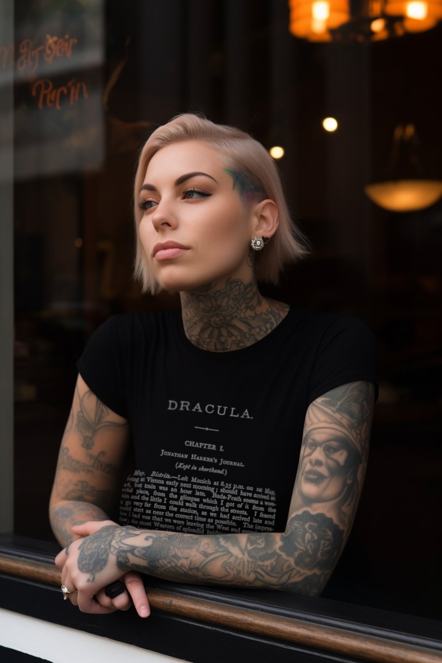 T-Shirt - Dracula First Page Ladies Tee | Women's T-Shirt | Cotton Tee from Crypto Zoo Tees