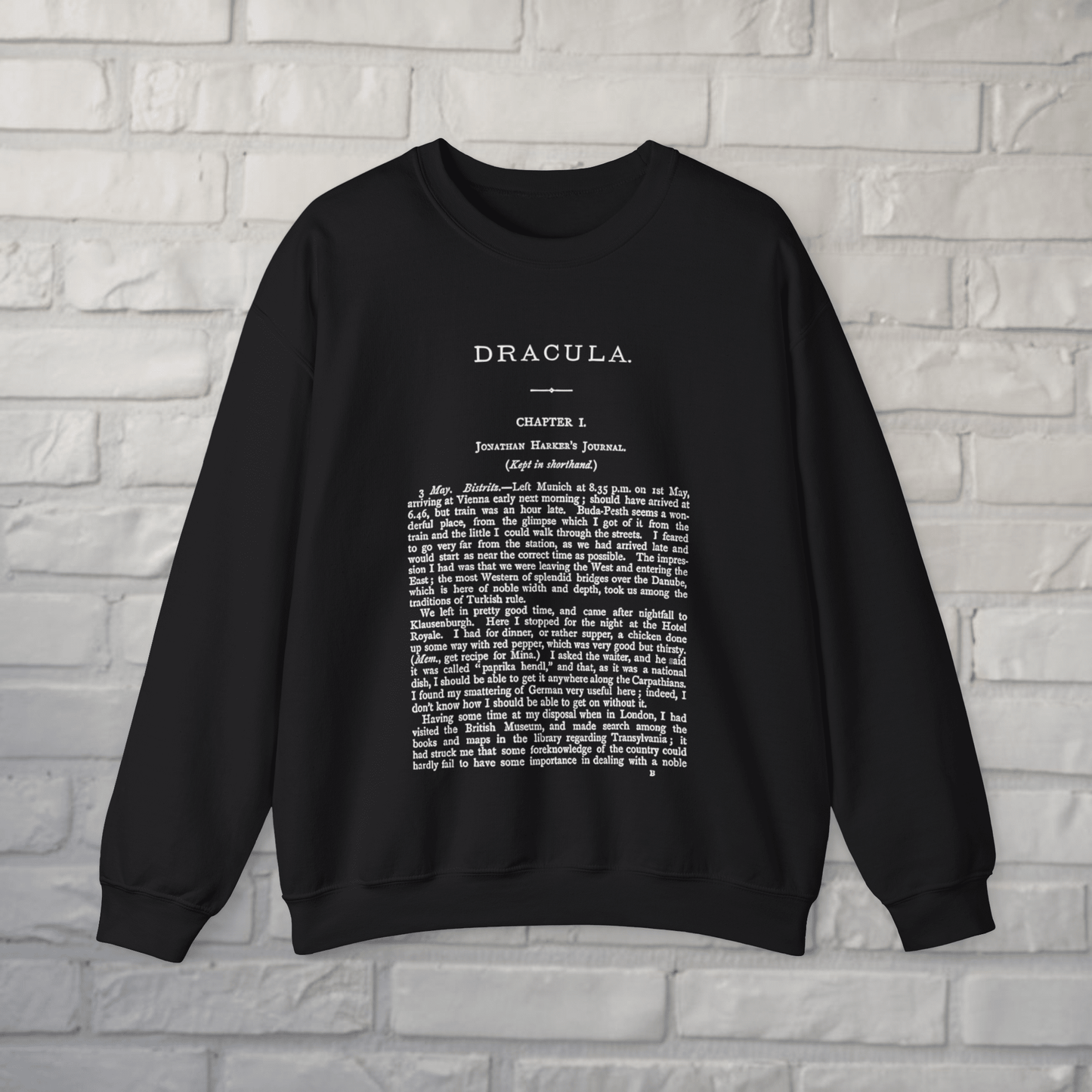 T-Shirt - Dracula First Page Sweatshirt | Horror, Books | Unisex Crewneck Sweatshirt - Gildan 18000 from Crypto Zoo Tees
