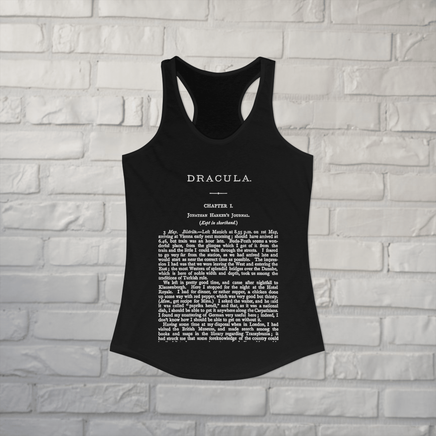 T-Shirt - Dracula First Page Tank | Horror, Books | Ladies Racerback Tank Top - Next Level 1533 from Crypto Zoo Tees