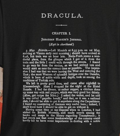 T-Shirt - Dracula Shirt | First Page Bram Stoker's Novel Tee | Bella + Canvas Unisex T-shirt from Crypto Zoo Tees