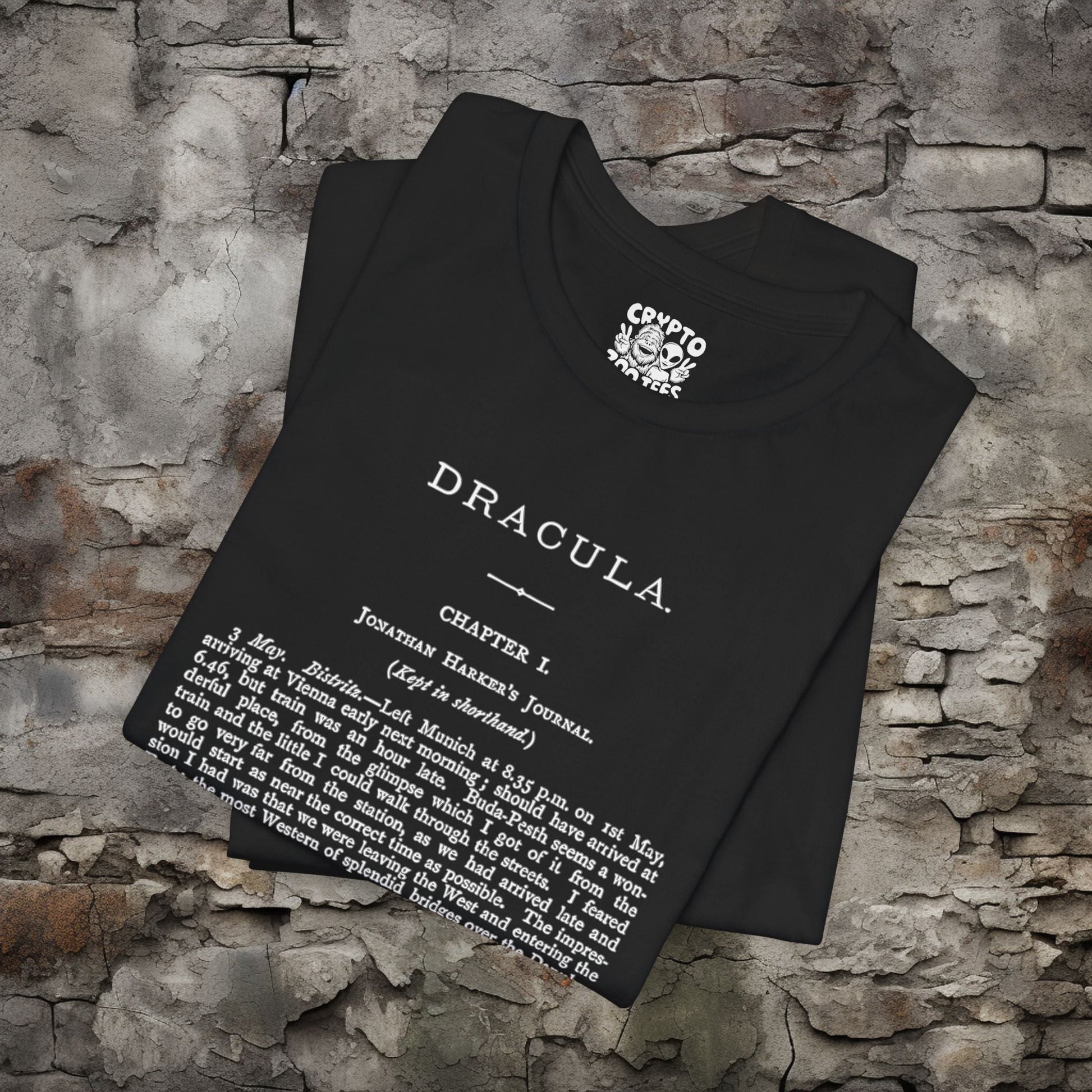 T-Shirt - Dracula Shirt | First Page Bram Stoker's Novel Tee | Bella + Canvas Unisex T-shirt from Crypto Zoo Tees