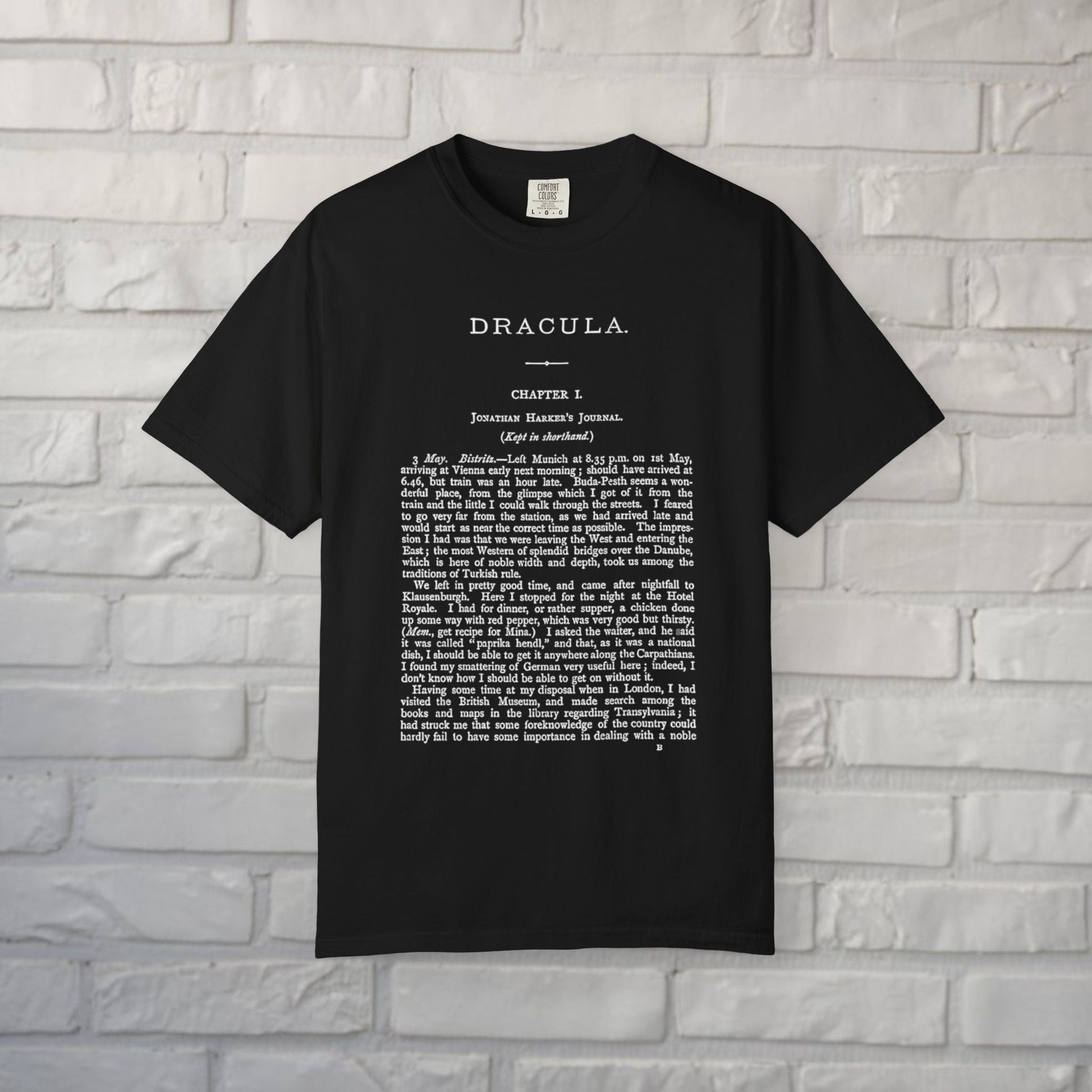 T-Shirt - Dracula Shirt | First Page Bram Stoker's Novel Tee | Zipper Hoodie from Crypto Zoo Tees