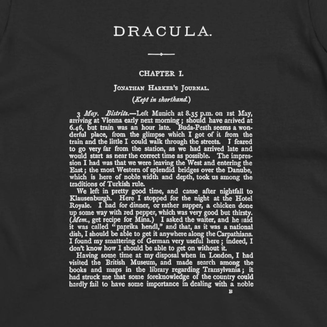 T-Shirt - Dracula Shirt | First Page Bram Stoker's Novel Tee | Zipper Hoodie from Crypto Zoo Tees
