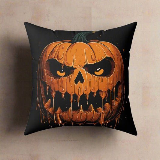 Home Decor - Drippy Jack - o - lantern | Halloween Decor | Spooky Vibes | Spun Polyester Pillow | Pillow Included! from Crypto Zoo Tees