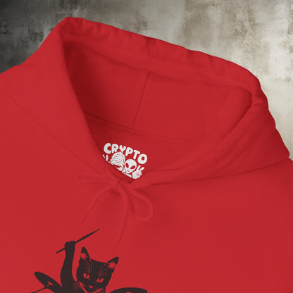 Hoodie - Drummer Cat | Hoodie | Hooded Sweatshirt from Crypto Zoo Tees