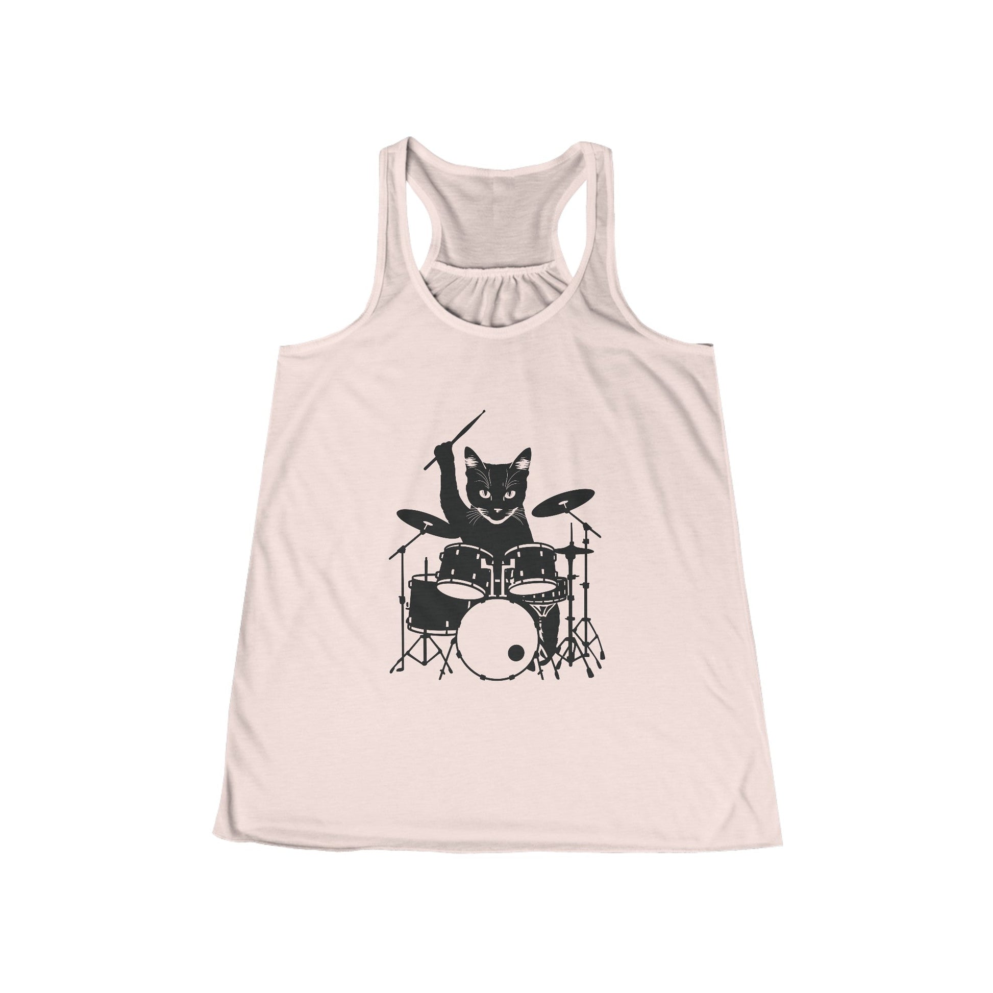 Tank Top - Drummer Cat | Ladies Racerback Tank Top from Crypto Zoo Tees