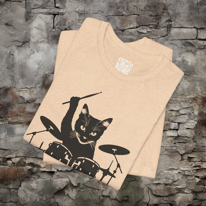 T - Shirt - Drummer Cat | Music | Bella + Canvas Unisex T - shirt from Crypto Zoo Tees