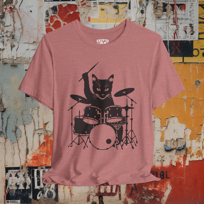 T - Shirt - Drummer Cat | Music | Bella + Canvas Unisex T - shirt from Crypto Zoo Tees