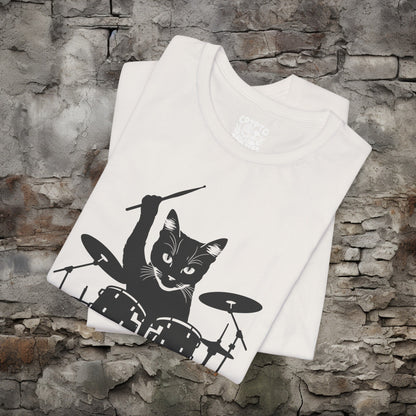 T - Shirt - Drummer Cat | Music | Bella + Canvas Unisex T - shirt from Crypto Zoo Tees