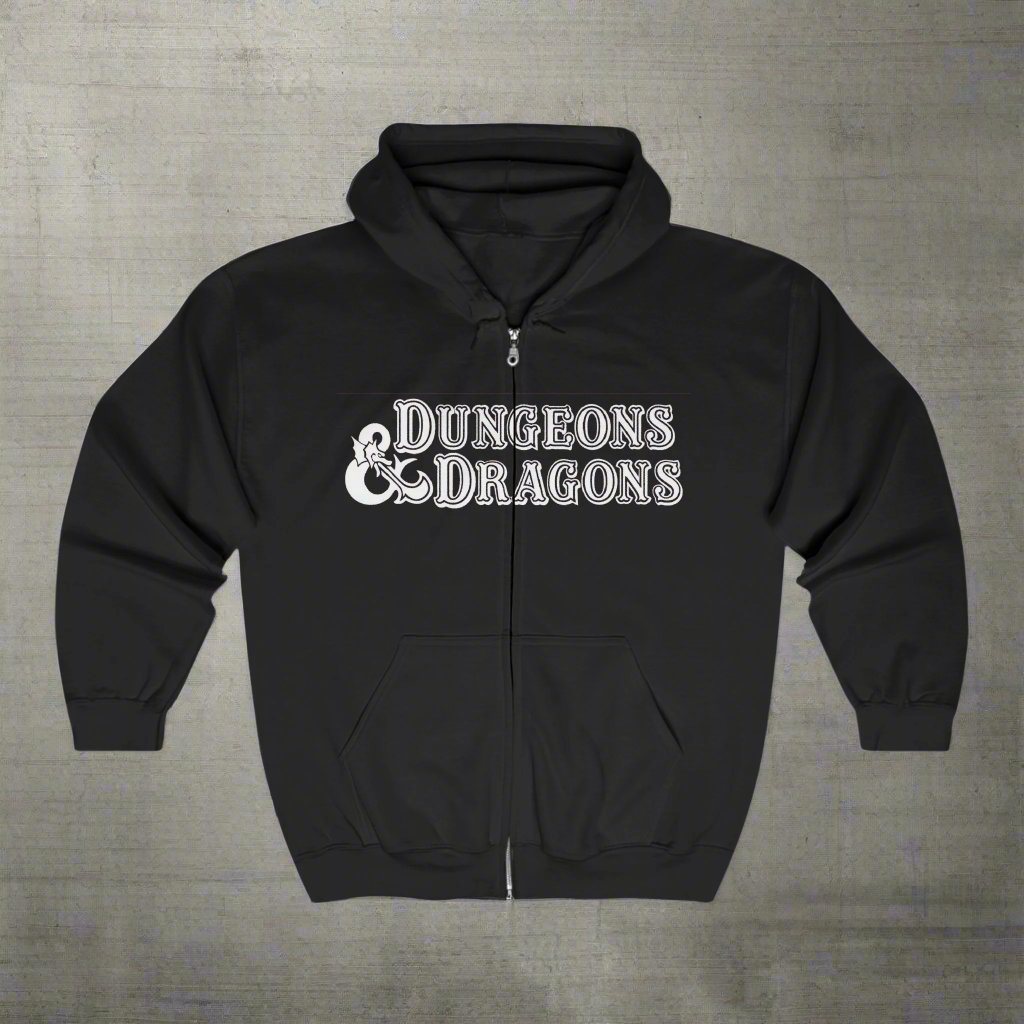 Hoodie - Dungeons and Dragons Full Zip Hooded Sweatshirt | Hoodie | Hooded Sweatshirt from Crypto Zoo Tees