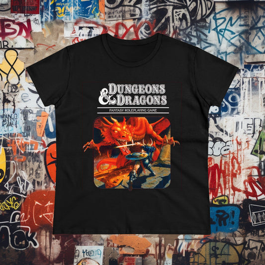 T-Shirt - Dungeons & Dragons Vintage Red Box Ladies Tee | Women's T-Shirt | Cotton Tee from Crypto Zoo Tees