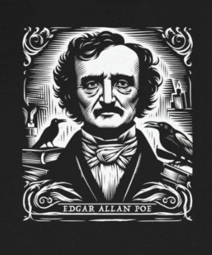T-Shirt - Edgar Allan Poe Classic Horror Author Shirt - Gothic Literature Design from Crypto Zoo Tees