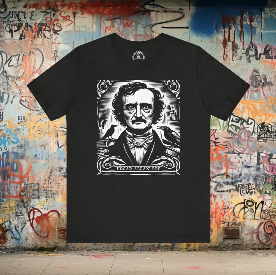 T-Shirt - Edgar Allan Poe Classic Horror Author Shirt - Gothic Literature Design from Crypto Zoo Tees