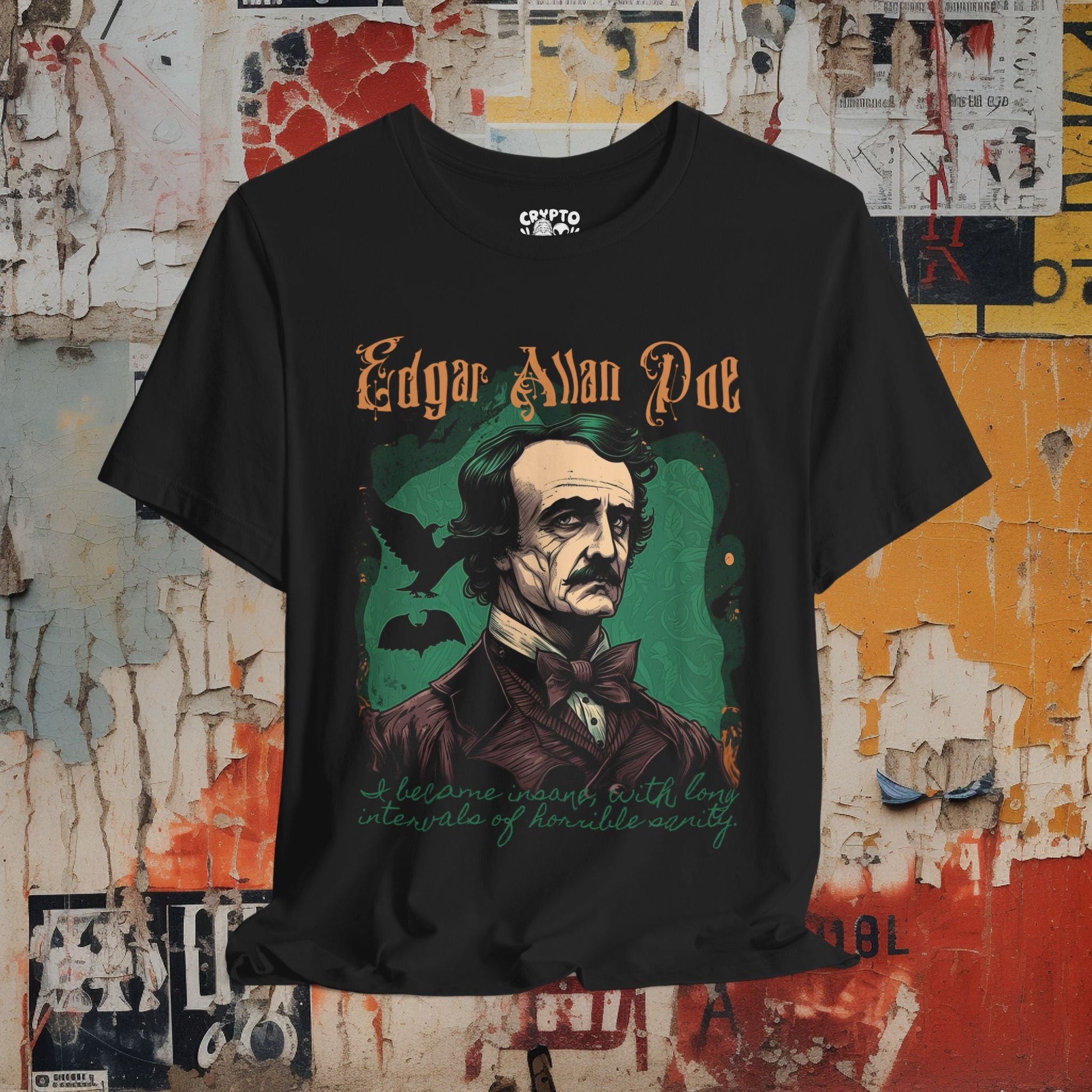 T-Shirt - Edgar Allan Poe Comic Bella + Canvas T-Shirt | Literary Graphic Design, Soft Cotton Blend, Perfect for Book & Horror Fans from Crypto Zoo Tees