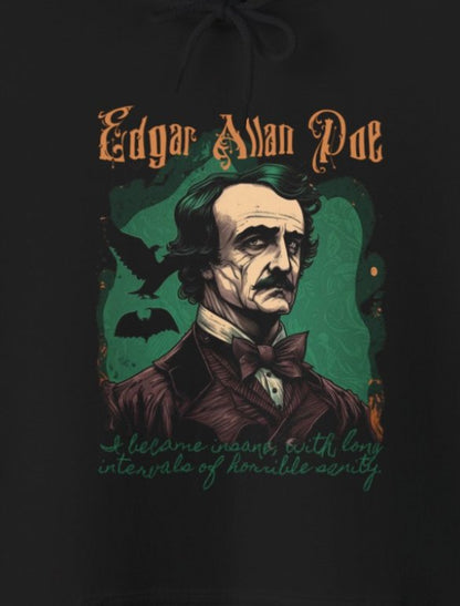 Hoodie - Edgar Allan Poe Insanity Quote | Hoodie | Hooded Sweatshirt from Crypto Zoo Tees