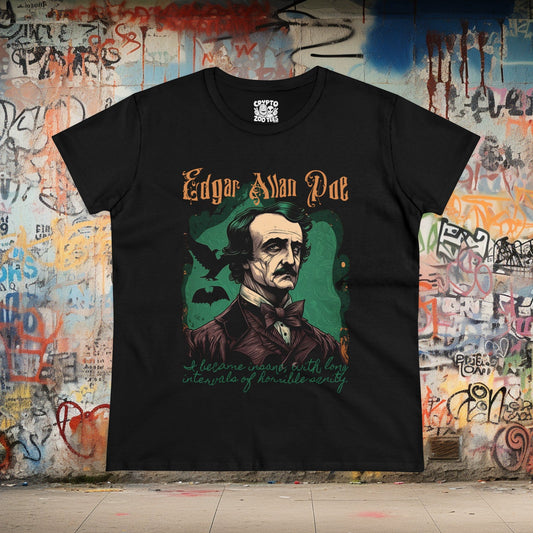 T-Shirt - Edgar Allan Poe Insanity Quote | Women's T-Shirt | Cotton Tee from Crypto Zoo Tees