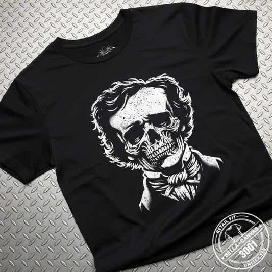 Edgar Allan Poe Skull Shirt | Light Fitted - Unisex Bella+Canvas 3001 | Skulls & Skeletons, Books | Goth/Gothic
