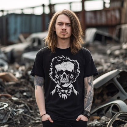 T-Shirt - Edgar Allan Poe Skull Shirt - Soft Cotton T-Shirt - Classic Horror Author Tee from Crypto Zoo Tees