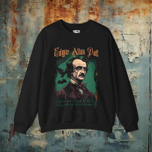 Sweatshirt - Edgar Allan Poe Sweatshirt – Gothic Literary Graphic, Cozy Cotton Blend, Ideal for Fans of Poe & Spooky Style from Crypto Zoo Tees