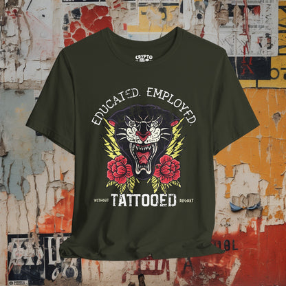 T-Shirt - Educated Employed Tattooed without Regret T-shirt | Bella + Canvas Unisex T-shirt from Crypto Zoo Tees