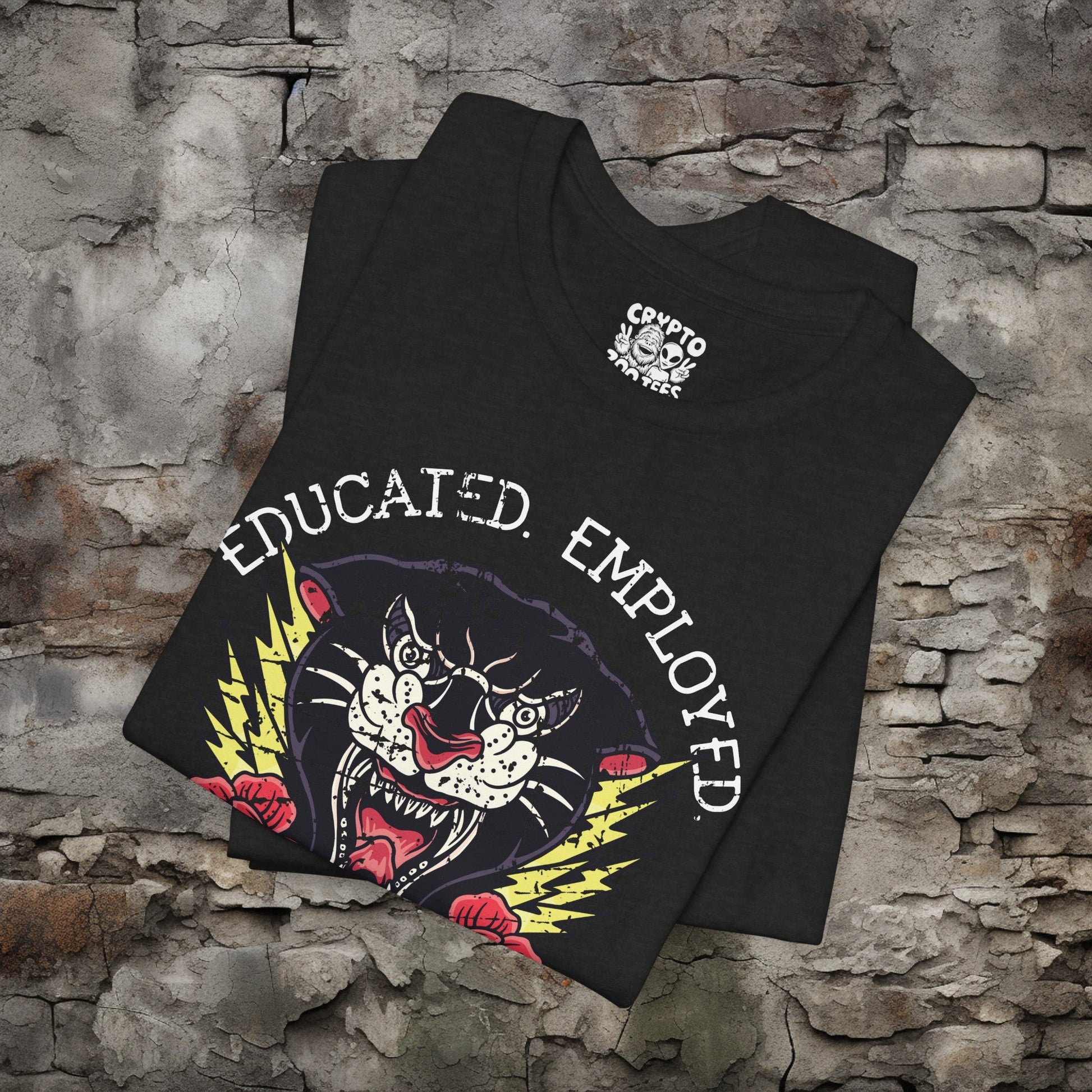 T-Shirt - Educated Employed Tattooed without Regret T-shirt | Bella + Canvas Unisex T-shirt from Crypto Zoo Tees