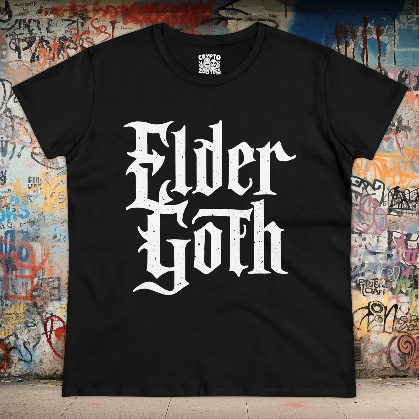 T-Shirt - Elder Goth | People | Tattoo Culture | Women's T-Shirt | Cotton Tee from Crypto Zoo Tees