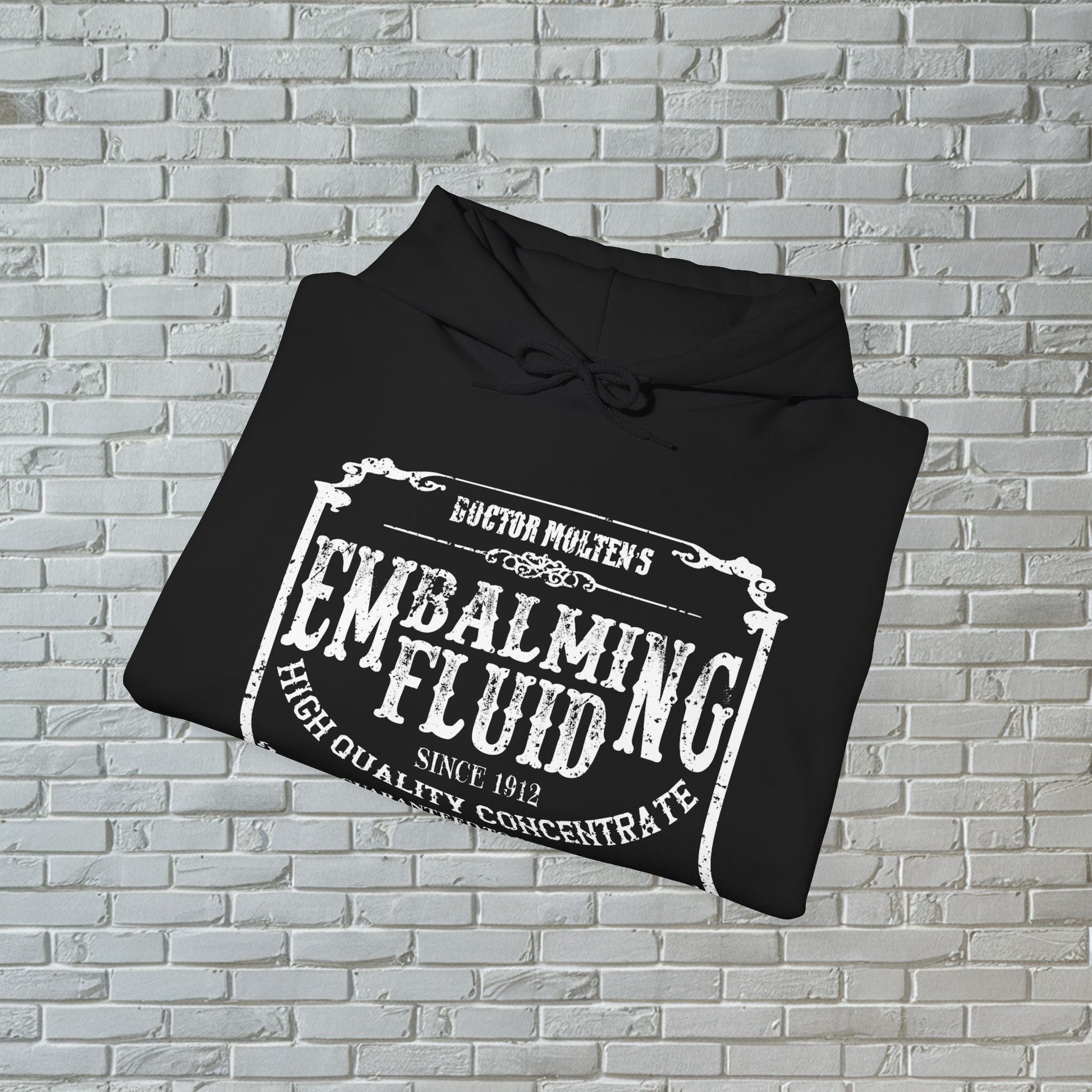 Hoodie - Embalming Fluid | Goth Macabre Halloween Fun | Hoodie | Hooded Sweatshirt from Crypto Zoo Tees