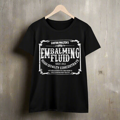 T-Shirt - Embalming Fluid | Goth Macabre Halloween Fun | Women's T-Shirt | Cotton Ladies Tee from Crypto Zoo Tees