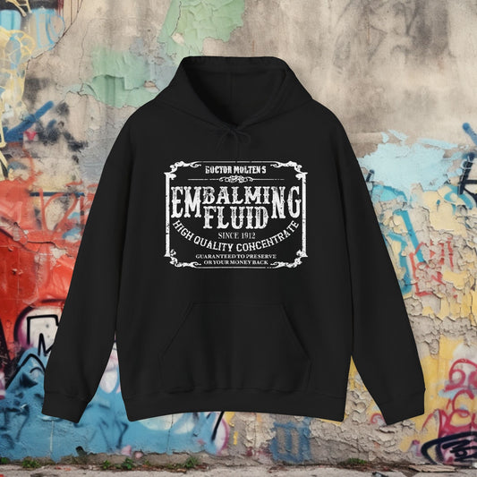 Hoodie - Embalming Fluid Hoodie | Single Sided Pullover Hoodie | Horror, Halloween | Goth/Gothic, Punk from Crypto Zoo Tees