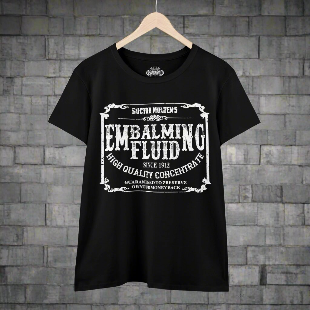 T-Shirt - Embalming Fluid Ladies Tee | Ladies Tee | Horror, Halloween | Goth/Gothic, Punk from Crypto Zoo Tees