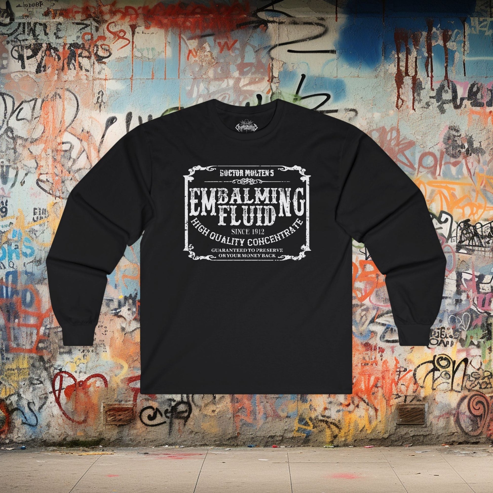 Long - sleeve - Embalming Fluid Long Sleeve T-shirt | Long Sleeve T-shirt | Horror, Halloween | Goth/Gothic, Punk from Crypto Zoo Tees