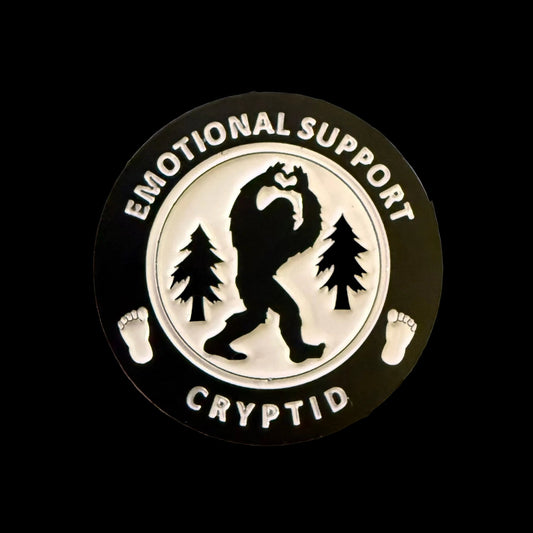  - Emotional Support Cryptid Bigfoot Pinback Button Badge from Crypto Zoo Tees