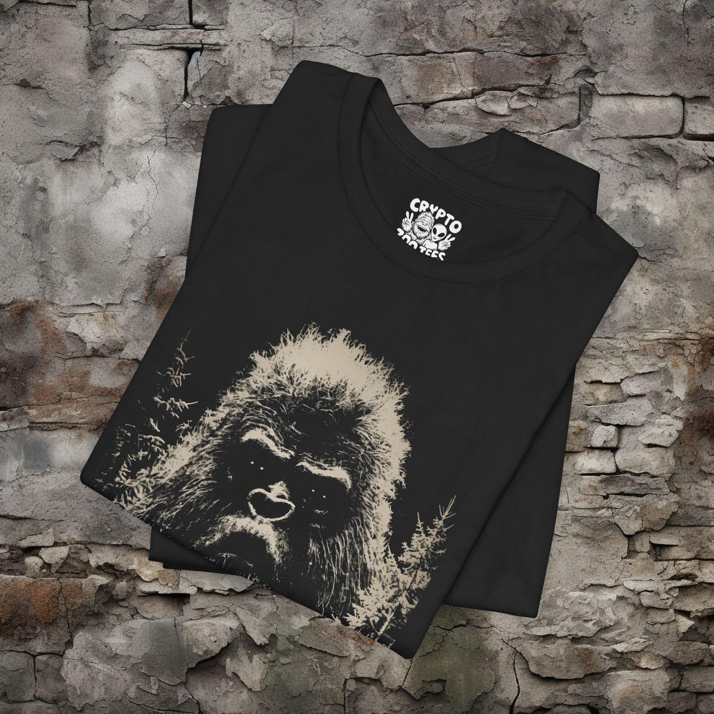 T-Shirt - Enigmatic and Wild Bigfoot Tee - Mysterious Cryptid T-Shirt, Retro Bigfoot Graphic Tee, Unisex Adventure Shirt, Unique Gift for Bigfoot Fans from Crypto Zoo Tees