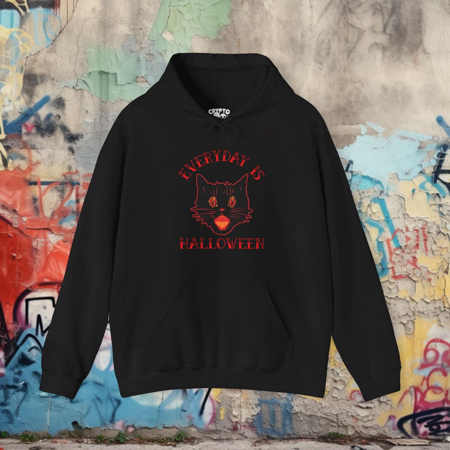 Hoodie - Everyday is Halloween Cat | Hoodie | Hooded Sweatshirt from Crypto Zoo Tees