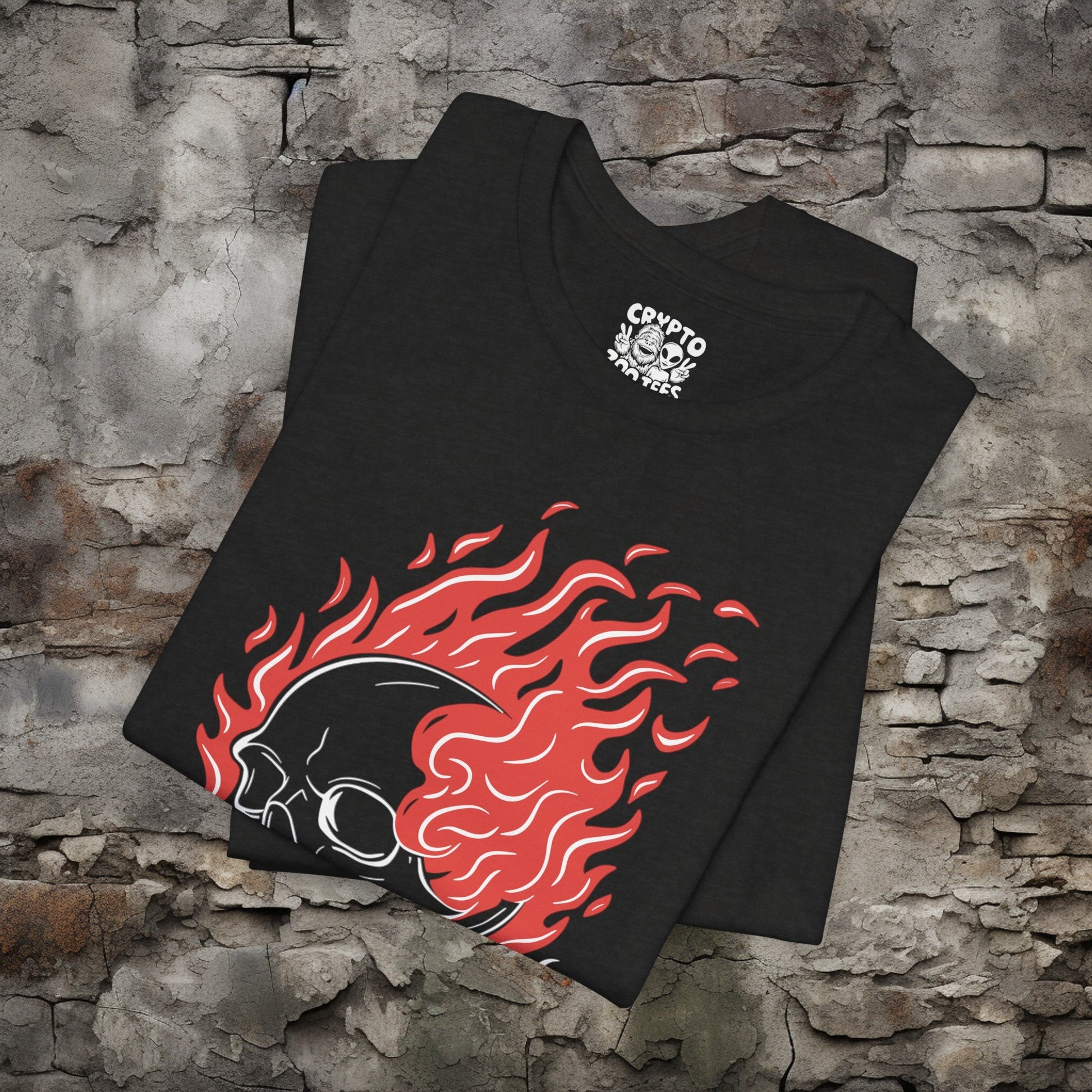 T - Shirt - Everything is Fine Skull on Fire | Skulls and Skeletons | Bella + Canvas Unisex T - shirt from Crypto Zoo Tees