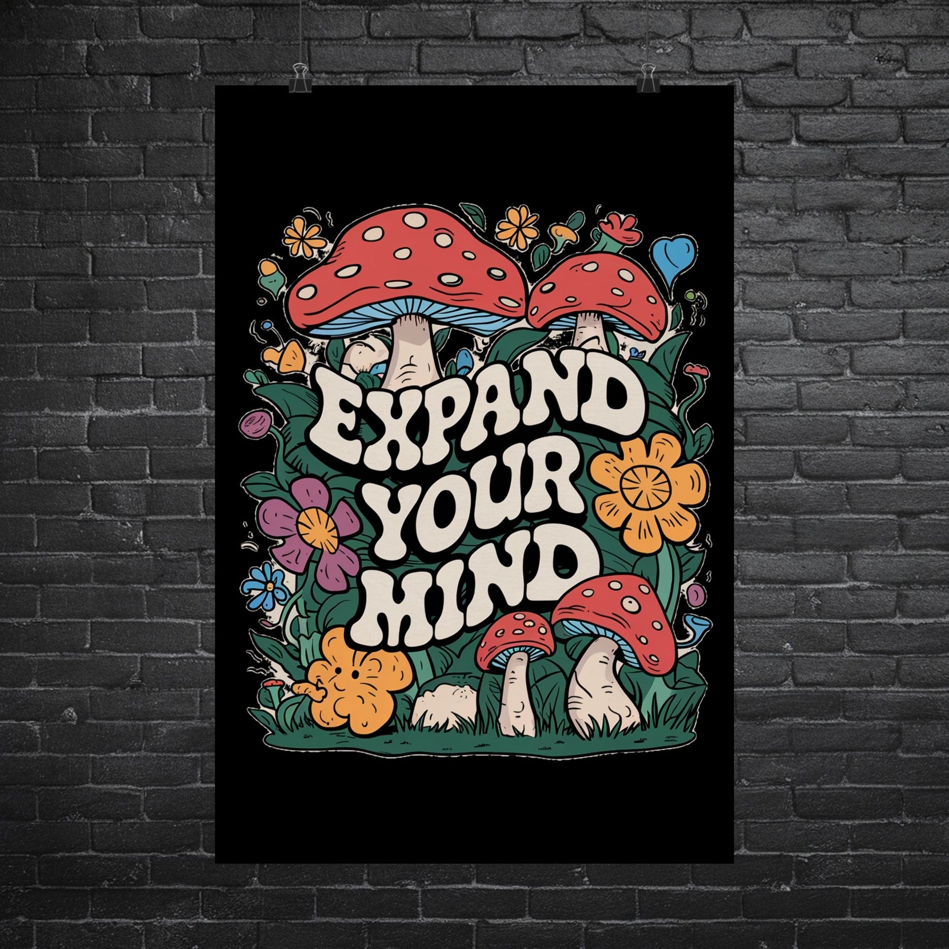 Poster - expand your mind mushroom wall art from Crypto Zoo Tees