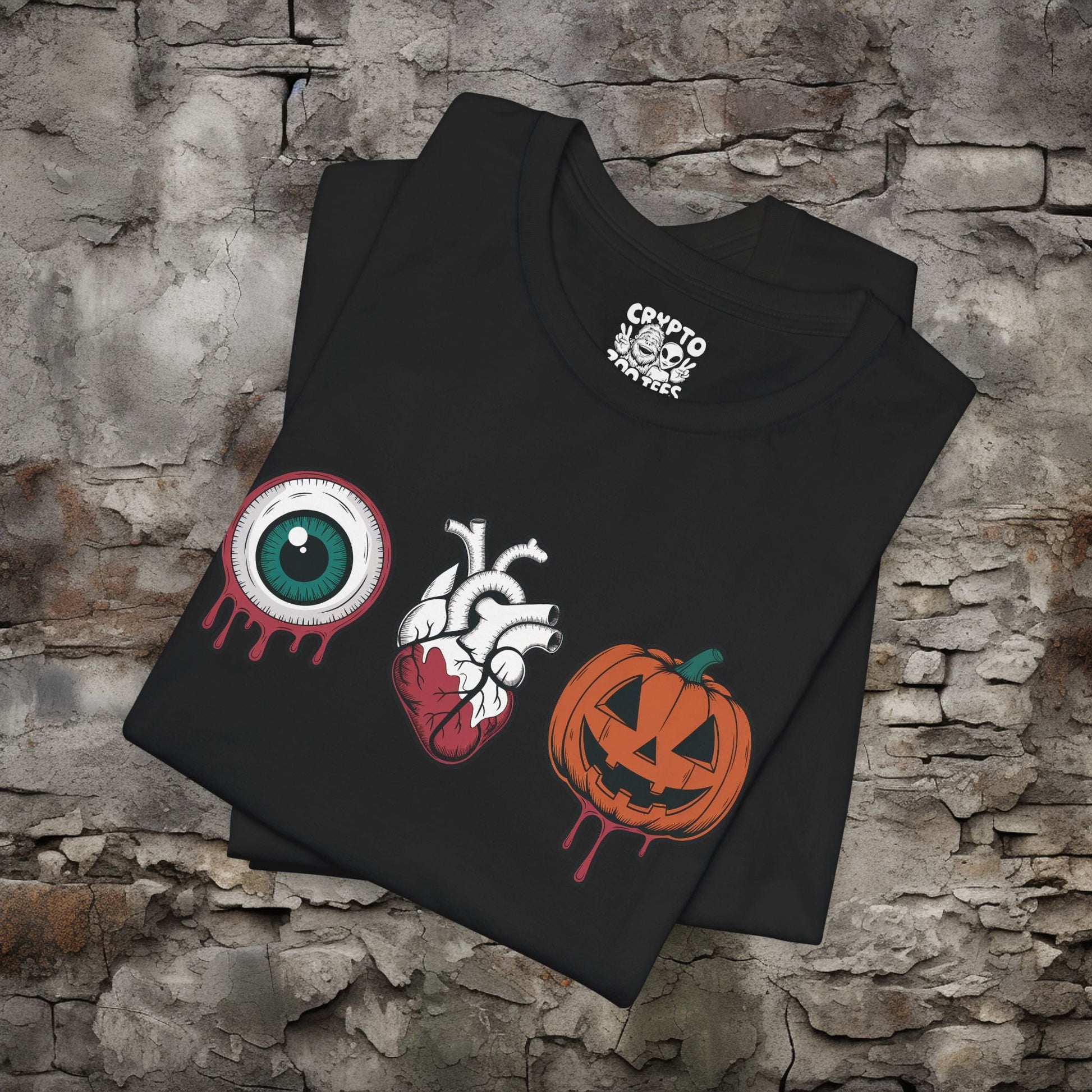 T-Shirt - Eye Heart Jack - o - lantern | I Love Halloween | Bella + Canvas Unisex T-shirt from Crypto Zoo Tees