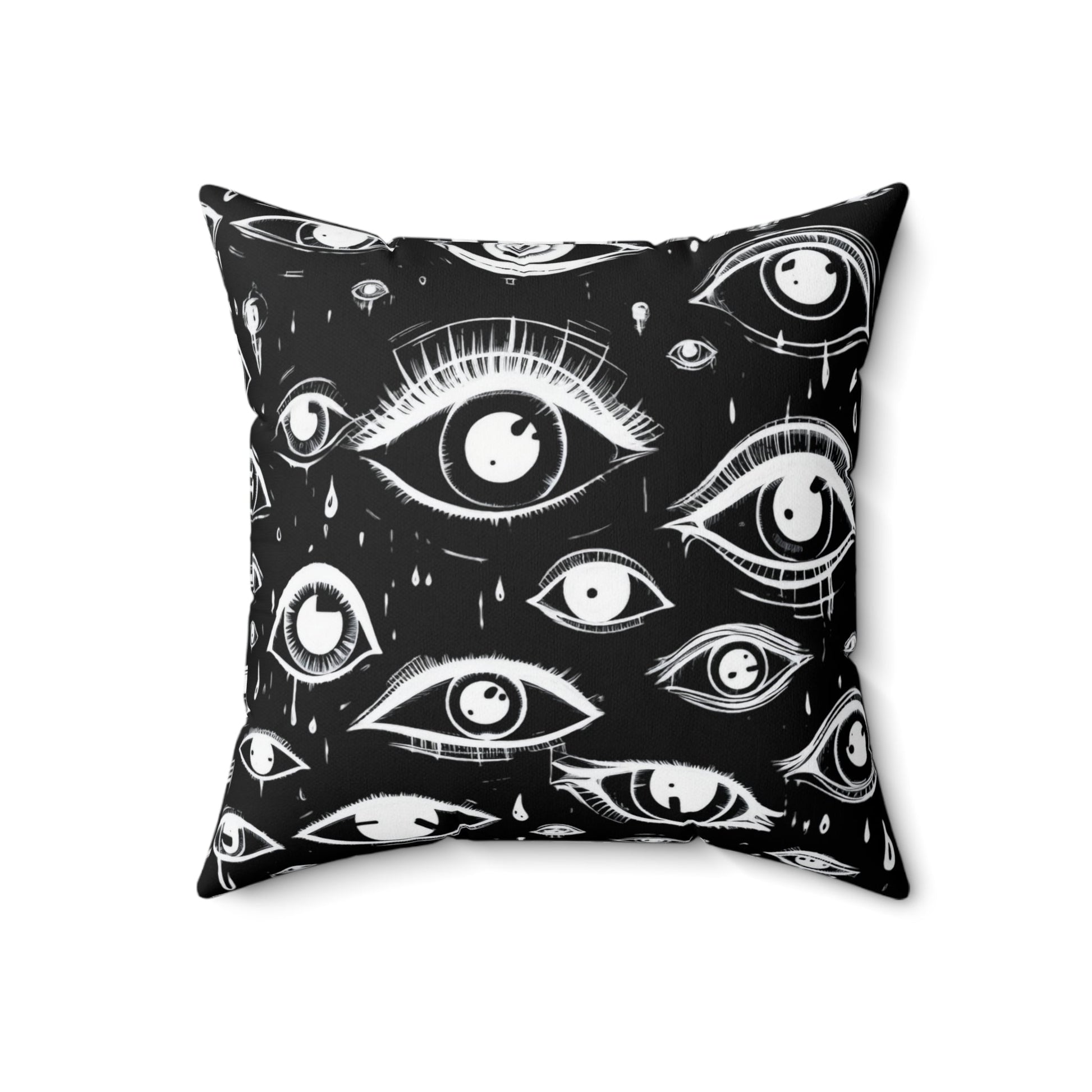 Home Decor - Eyes All Over Square Throw Pillow - 2 Sided, Psychedelic Vision - Surrealist Style from Crypto Zoo Tees