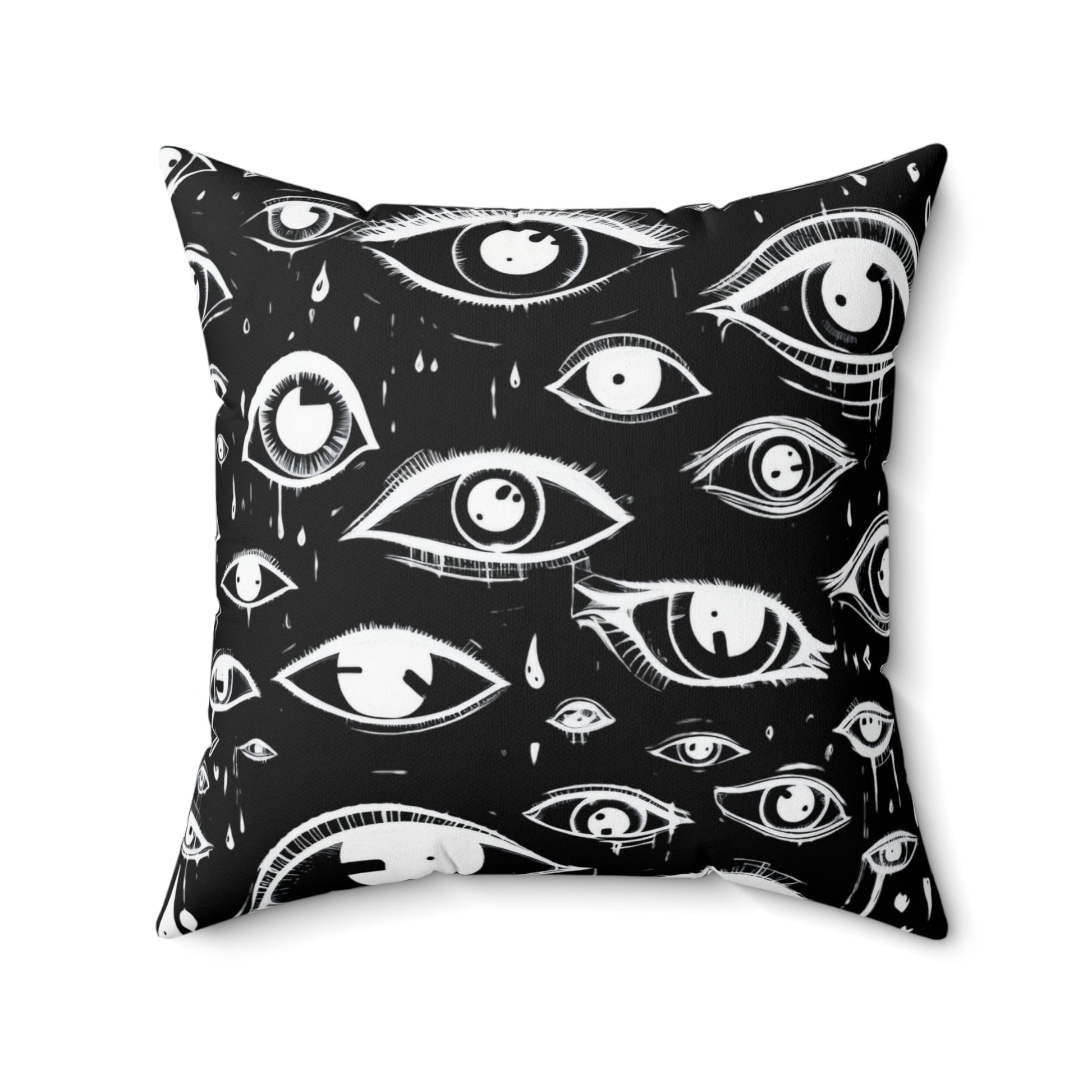 Home Decor - Eyes All Over Square Throw Pillow - 2 Sided, Psychedelic Vision - Surrealist Style from Crypto Zoo Tees