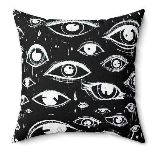 Home Decor - Eyes All Over Square Throw Pillow - 2 Sided, Psychedelic Vision - Surrealist Style from Crypto Zoo Tees