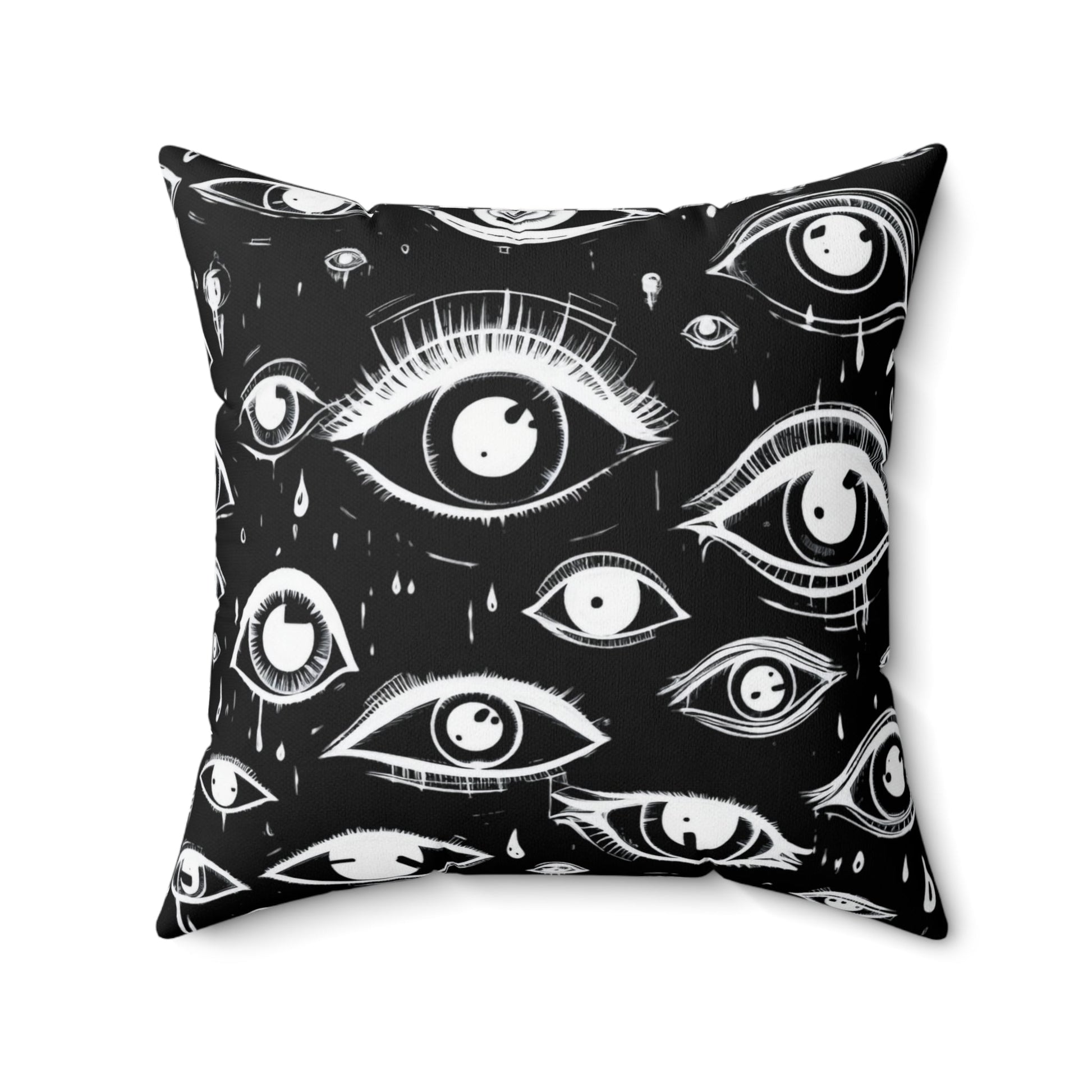 Home Decor - Eyes All Over Square Throw Pillow - 2 Sided, Psychedelic Vision - Surrealist Style from Crypto Zoo Tees